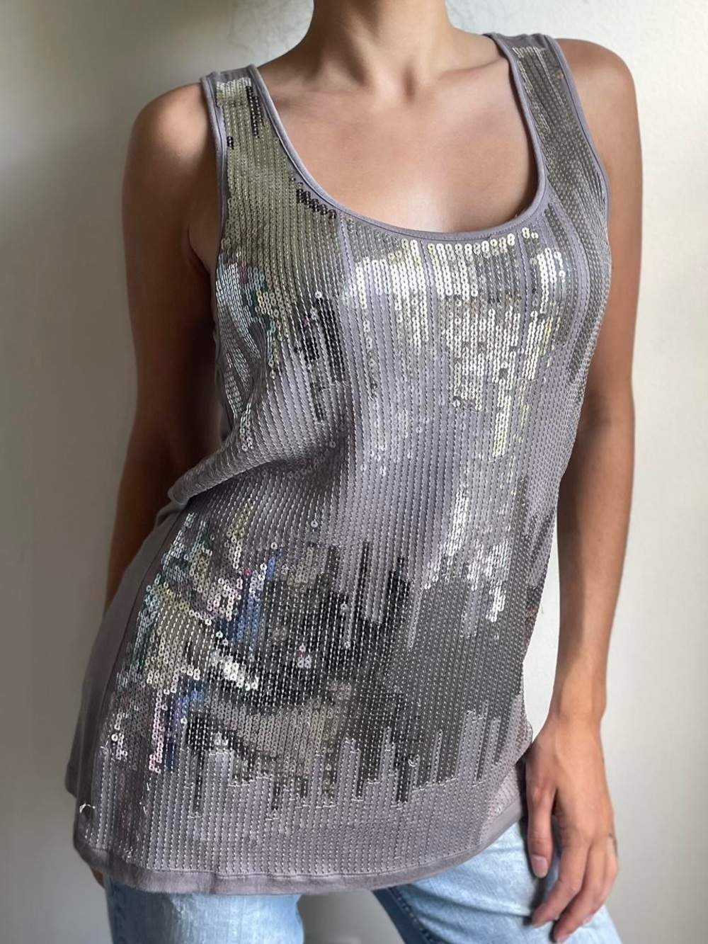 Design History Silver Sequin Tank Top